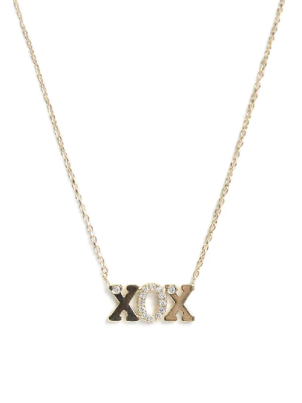 Love Letter XOX Necklace | Diamonds | 14K Yellow Gold Lace Bridesmaid Dress