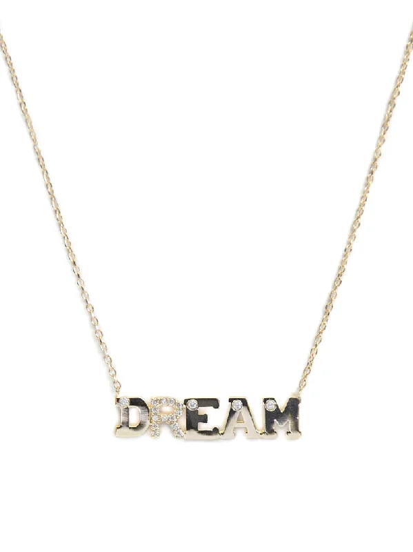 Love Letter DREAM necklace | Diamonds | 14K Yellow Gold Long Sleeve Lace Dress