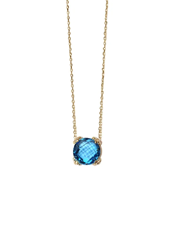 Dew Drop Mini Cluster Necklace | Swiss Blue Topaz | 14K Yellow Gold Lace Dress Set