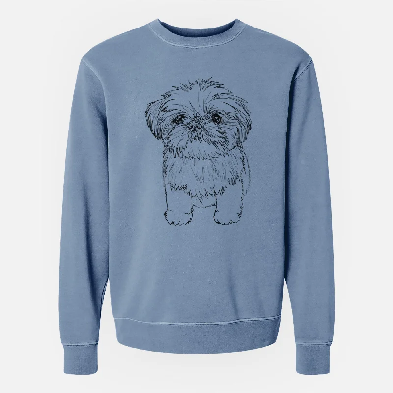 Doodled Gertrude McFuzz the Mini Shih Tzu - Unisex Pigment Dyed Crew Sweatshirt Lightweight Zip Hoodie Doodled Gertrude McFuzz the Mini Shih Tzu - Unisex Pigment Dyed Crew Sweatshirt Lightweight Zip Hoodie