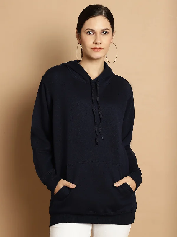 Vimal Jonney Navy Blue Solid Hooded Cotton Fleece Sweatshirt for Women Printed Hoodies for Women Vimal Jonney Navy Blue Solid Hooded Cotton Fleece Sweatshirt for Women Printed Hoodies for Women