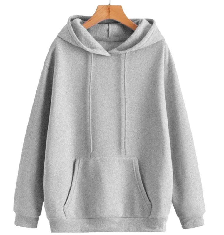 Vimal Jonney Grey Melange Solid Hooded Cotton Fleece Sweatshirt for Women Casual Hoodie Style Vimal Jonney Grey Melange Solid Hooded Cotton Fleece Sweatshirt for Women Casual Hoodie Style