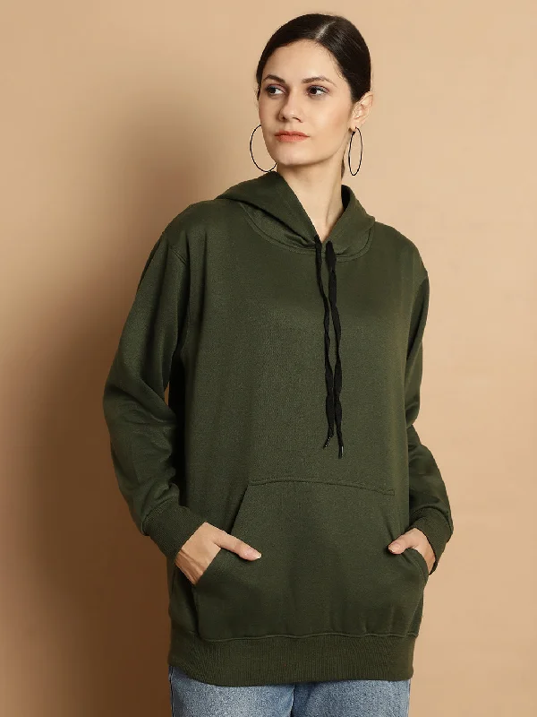 Vimal Jonney Olive Solid Hooded Cotton Fleece Sweatshirt for Women Lightweight Hoodie Sweatshirt Vimal Jonney Olive Solid Hooded Cotton Fleece Sweatshirt for Women Lightweight Hoodie Sweatshirt