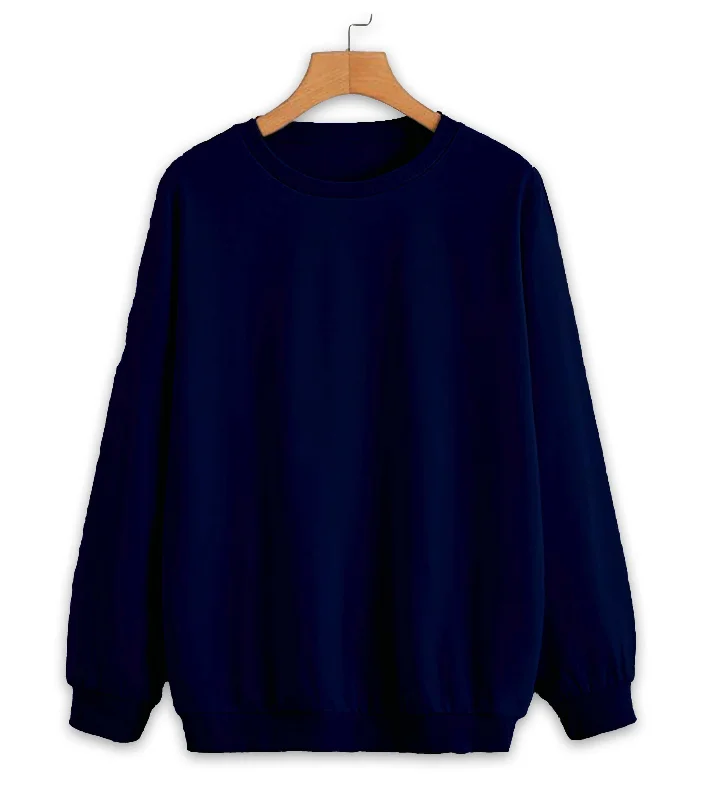 Vimal Jonney Navy Blue Solid Round Neck Cotton Fleece Sweatshirt for Women Bold Hoodie Sweatshirt Vimal Jonney Navy Blue Solid Round Neck Cotton Fleece Sweatshirt for Women Bold Hoodie Sweatshirt