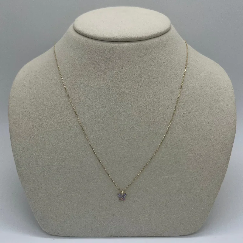 Pastel Butterfly Necklace | 10K Yellow Gold Lace Dress Flare
