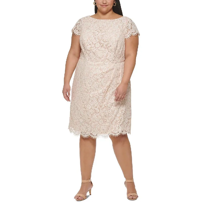 Vince Camuto Womens Plus Lace Scalloped Shift Dress Vintage Lace Dress