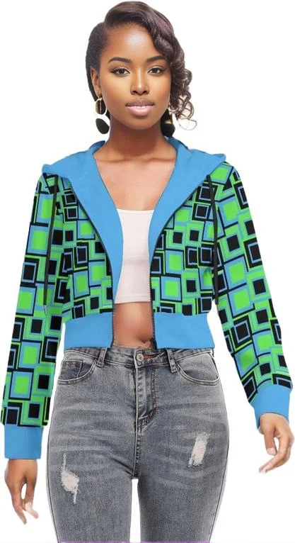 Funky² Womens Crop Top Hoodie With Zipper Closure Women’s Hoodie with Pockets