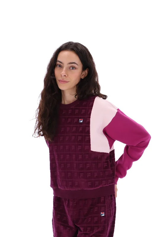 Lucy Velour Crew Sweatshirt Sporty Hoodie Sweatshirt