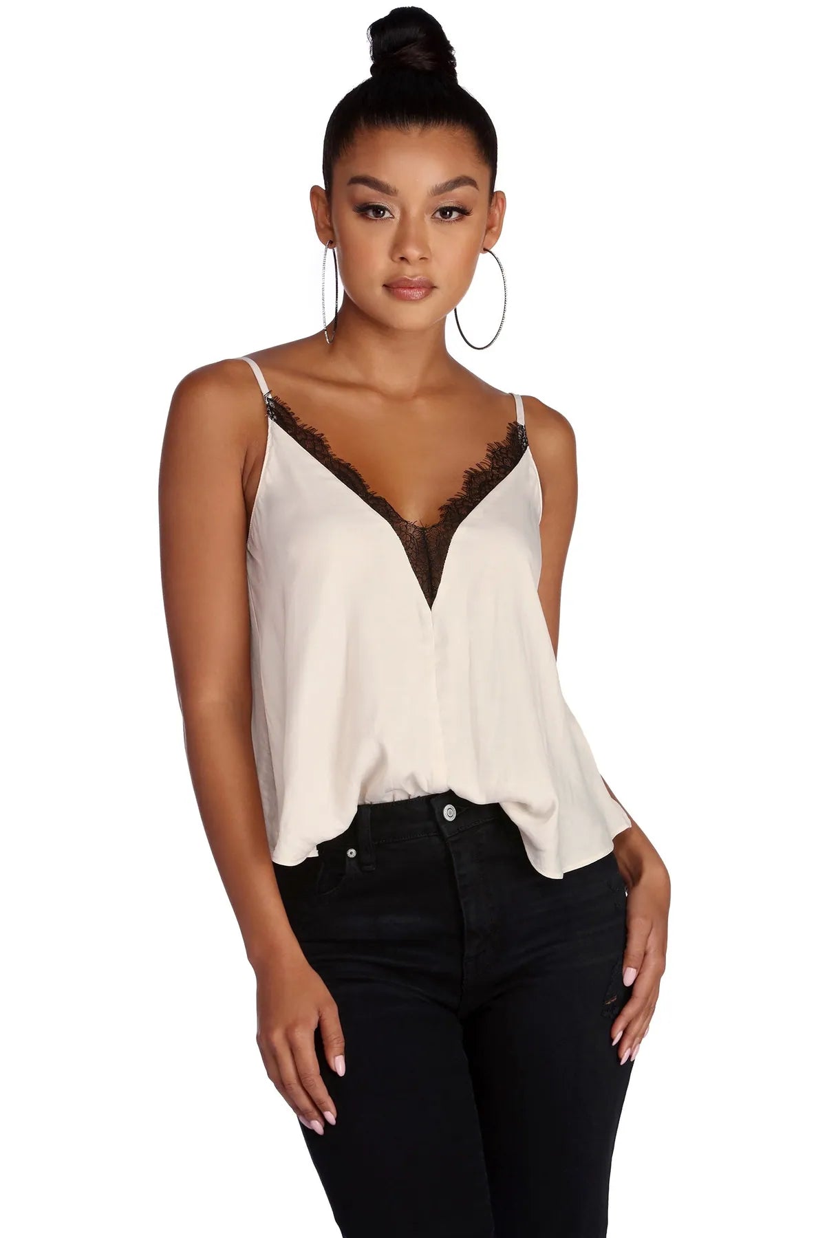 Loving In Lace Satin Cami Lace Detail Dress