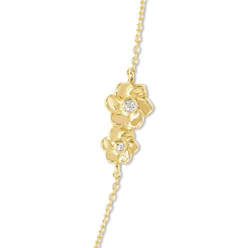Mini Blooms Corsage Diamond Necklace | 10K Yellow Gold Lace Dress with Belt