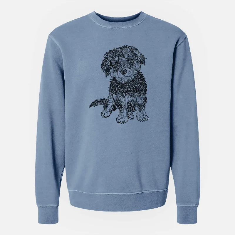 Doodled Remy the Mini Bernedoodle - Unisex Pigment Dyed Crew Sweatshirt Winter Hoodie Sweatshirt