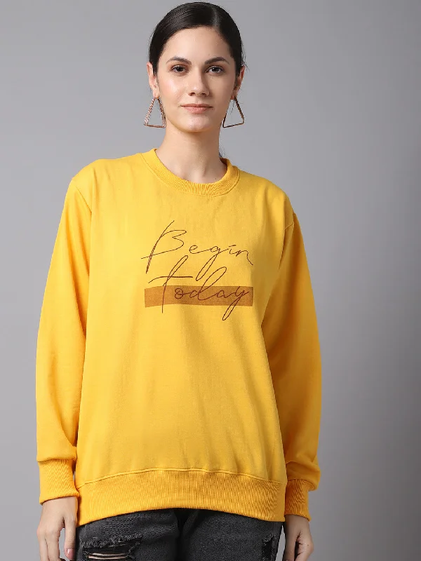 Vimal Jonney Fleece Round Neck Printed Sweatshirt For Women Warm Hoodie Sweatshirt