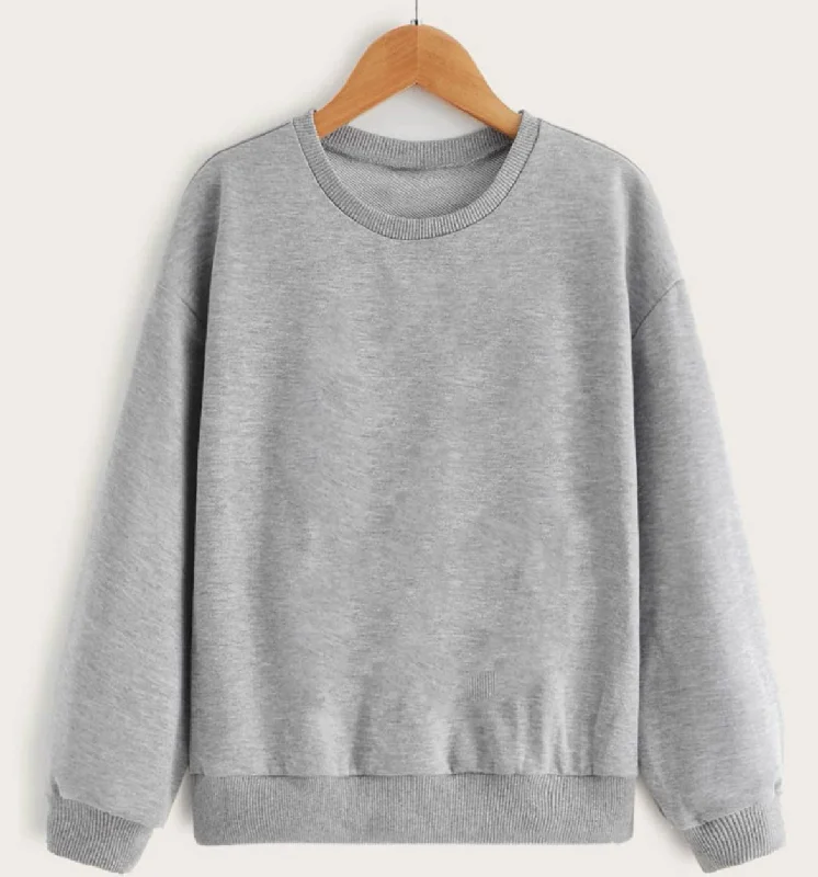 Vimal Jonney Grey Melange Solid Round Neck Cotton Fleece Sweatshirt for Women Basic Hoodie Sweatshirt Vimal Jonney Grey Melange Solid Round Neck Cotton Fleece Sweatshirt for Women Basic Hoodie Sweatshirt