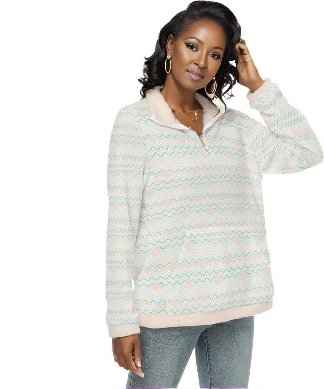 Easy Days Womens Borg Fleece Sweatshirt With Half Zip Pullover Hoodie Sweatshirt