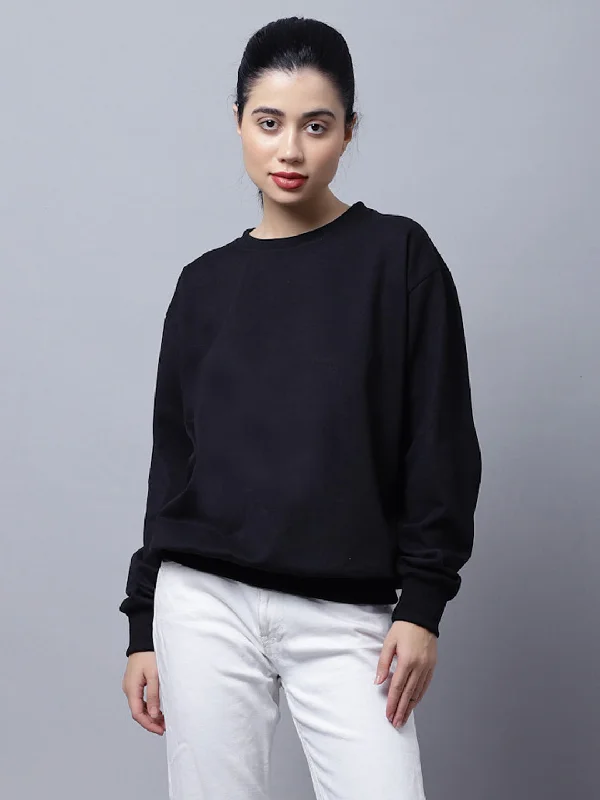 Vimal Jonney Fleece Round Neck Black Sweatshirt For Women Hooded Sweatshirt for Women Vimal Jonney Fleece Round Neck Black Sweatshirt For Women Hooded Sweatshirt for Women