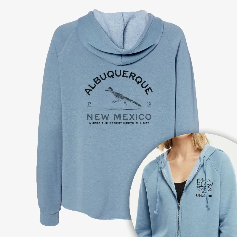 Albuquerque New Mexico Roadrunner - Women's Cali Wave Zip-Up Sweatshirt Stylish Sweatshirt Look Albuquerque New Mexico Roadrunner - Women's Cali Wave Zip-Up Sweatshirt Stylish Sweatshirt Look