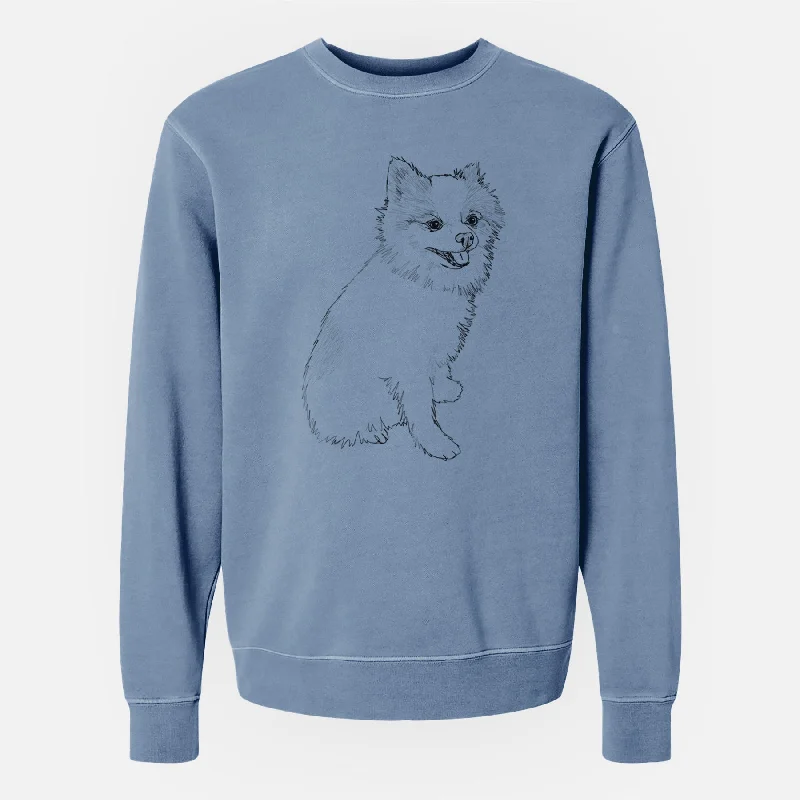 Doodled Edison the Pomeranian - Unisex Pigment Dyed Crew Sweatshirt Fleece Zip-up Hoodie Doodled Edison the Pomeranian - Unisex Pigment Dyed Crew Sweatshirt Fleece Zip-up Hoodie