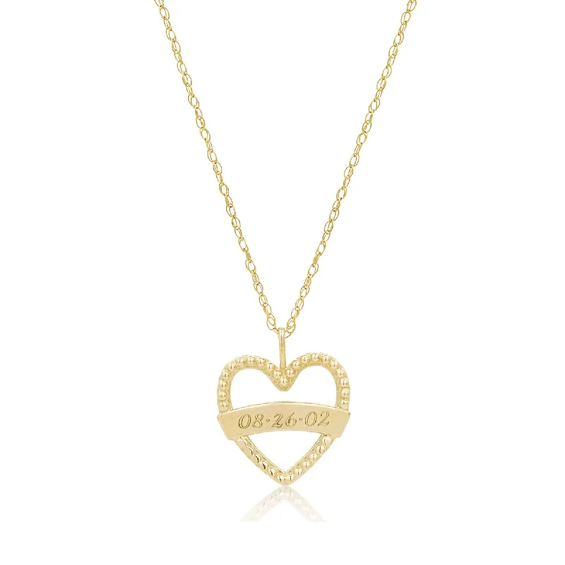 Heart On Your Sleeve Banner Necklace | 10K Yellow Gold Lace Dress Fit