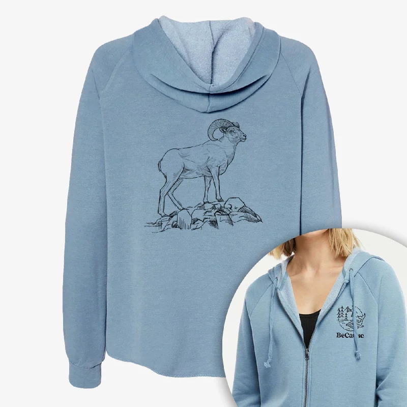 Bighorn Sheep Ram - Ovis canadensis - Women's Cali Wave Zip-Up Sweatshirt Women’s Hoodie Sweater Bighorn Sheep Ram - Ovis canadensis - Women's Cali Wave Zip-Up Sweatshirt Women’s Hoodie Sweater