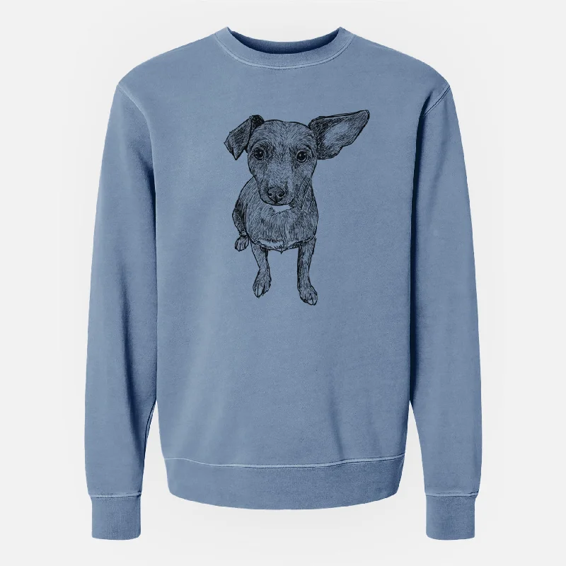 Doodled Millie the Chiweenie Mix - Unisex Pigment Dyed Crew Sweatshirt Women’s Hoodie with Logo