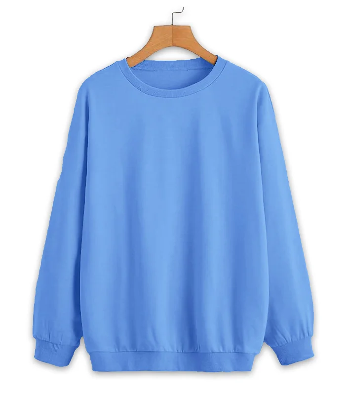 Vimal Jonney Sky Blue Solid Round Neck Cotton Fleece Sweatshirt for Women Warm Sweatshirts for Women Vimal Jonney Sky Blue Solid Round Neck Cotton Fleece Sweatshirt for Women Warm Sweatshirts for Women
