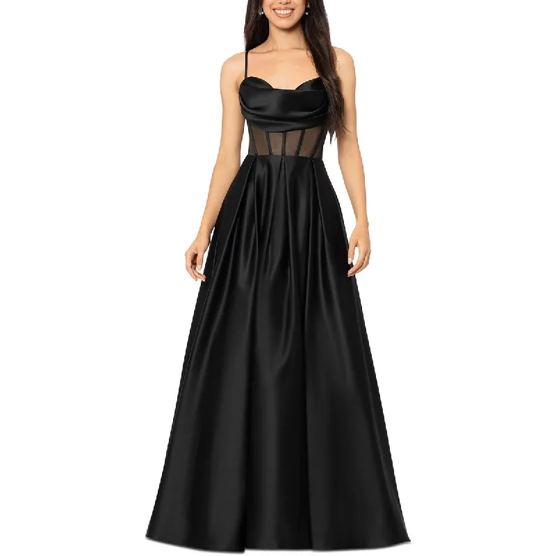 Blondie Nites Womens Juniors Lace Up Back Halter Evening Dress Lace Dress Perfect