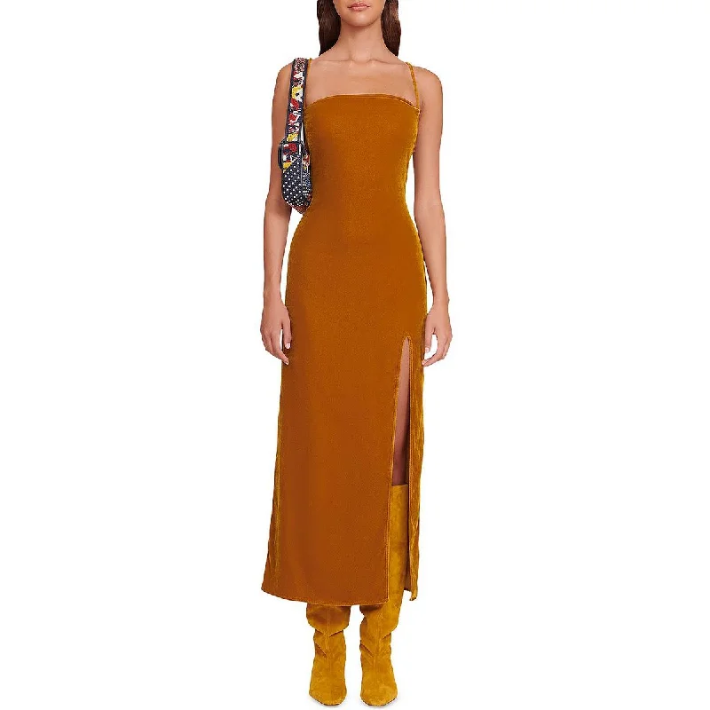 STAUD Womens Bellamy Velvet Lace-Up Sheath Dress Lace Dress Modern