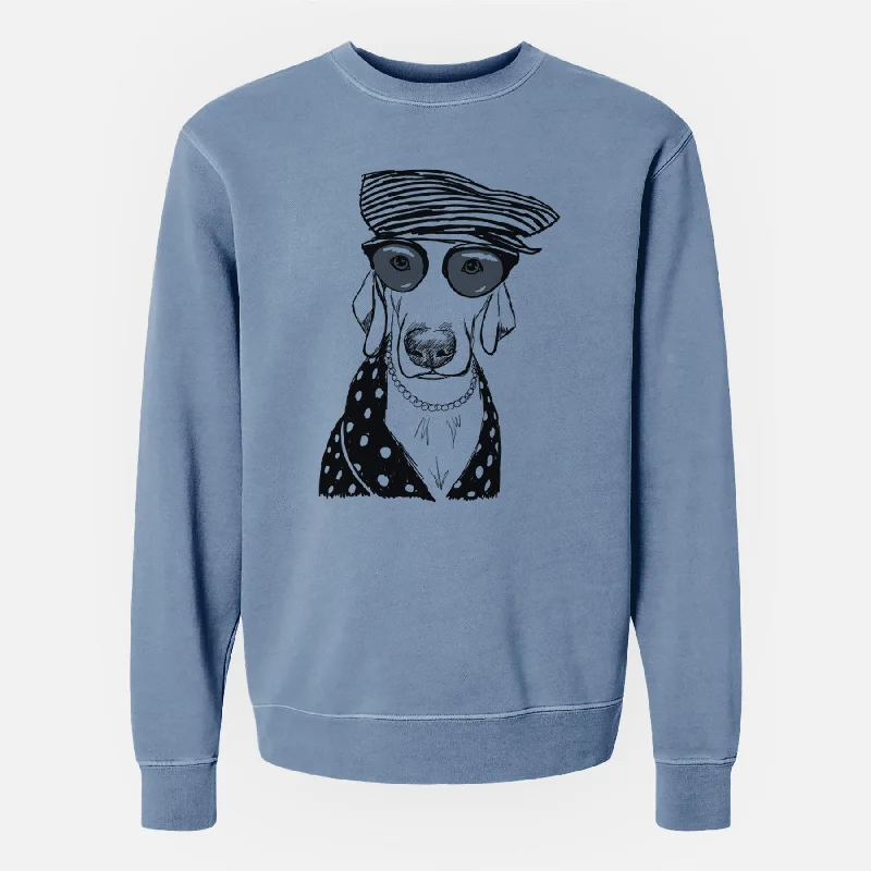Doodled Skeeter the Weimaraner - Unisex Pigment Dyed Crew Sweatshirt Printed Hooded Sweatshirts