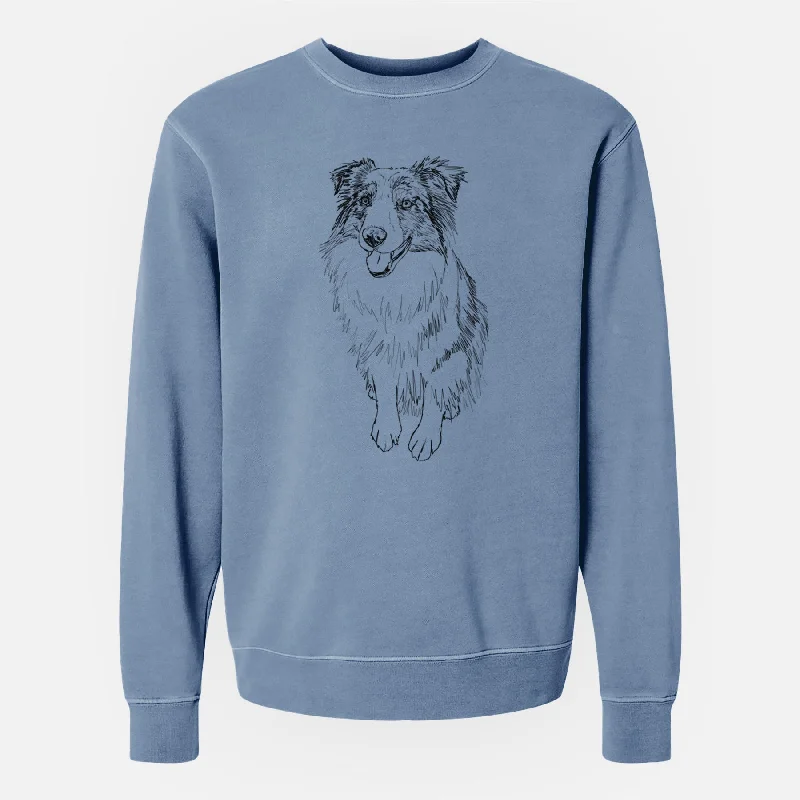 Doodled Daisy the Australian Shepherd - Unisex Pigment Dyed Crew Sweatshirt Hoodie with Drawstrings Doodled Daisy the Australian Shepherd - Unisex Pigment Dyed Crew Sweatshirt Hoodie with Drawstrings