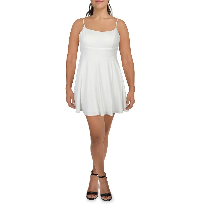 City Triangles Womens Juniors Lace Back Crepe Mini Dress Lace Dress Deep V