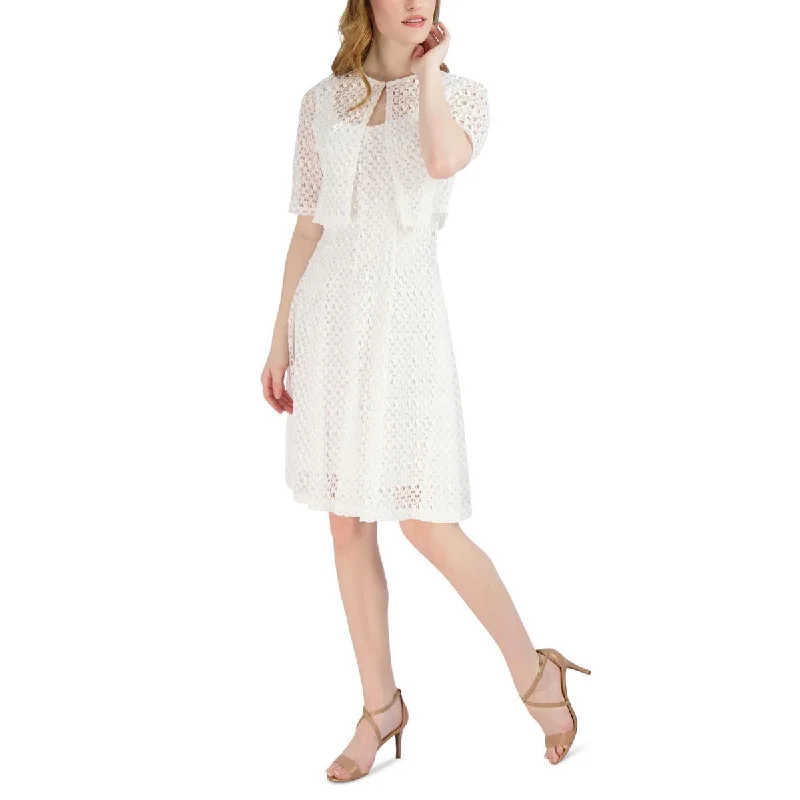 Signature By Robbie Bee Womens Petites Lace 2PC Fit & Flare Dress Lace Party Dress