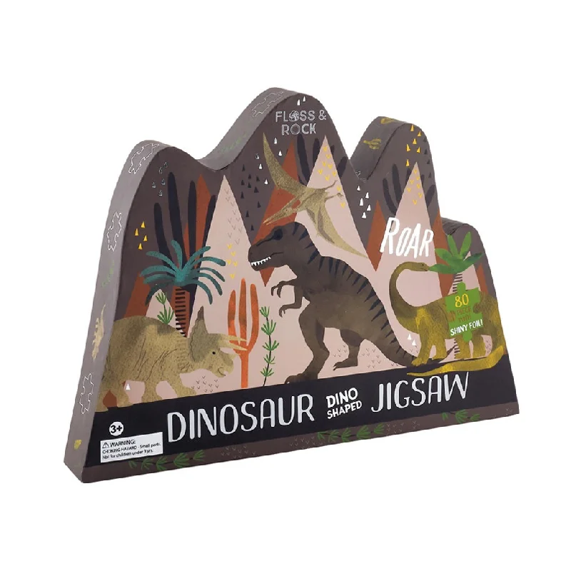 FLOSS AND ROCK - DINO SHAPED JIGSAW PUZZLE 80PC