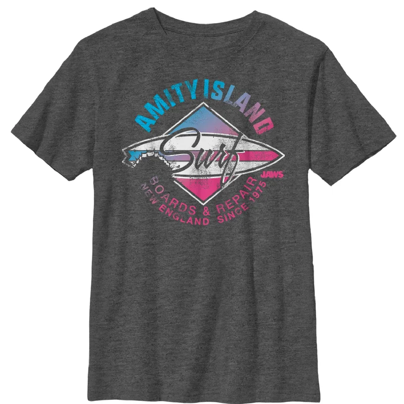 Boy's Jaws Amity Island Surfboard Repair T-Shirt
