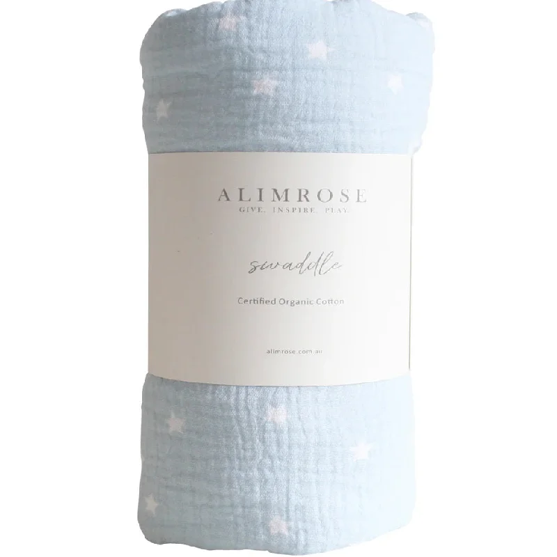 ALIMROSE - MUSLIN SWADDLE STARRY NIGHT IN DOVE GREY