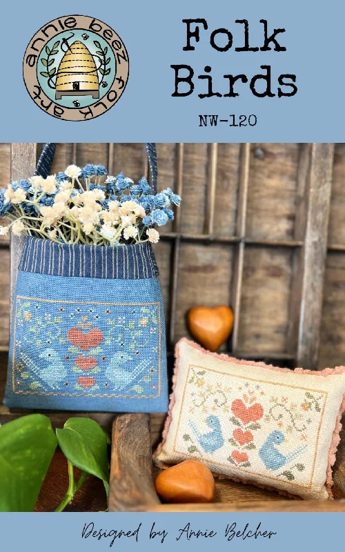 Folk Birds Pincushion and Pouch