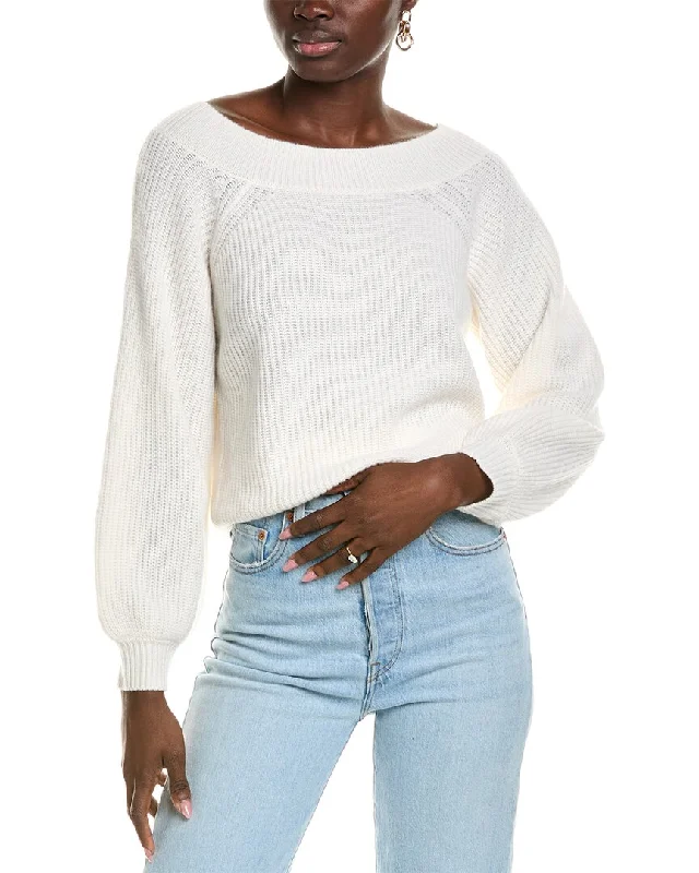 27 Miles Malibu womens  Off-The-Shoulder Cashmere Pullover, xs, White Men's sweaters