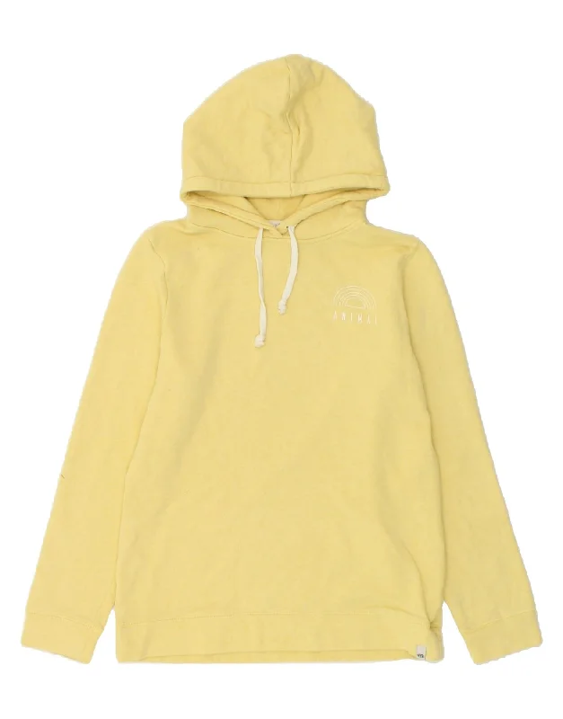 ANIMAL Womens Hoodie Jumper UK 12 Medium Yellow Cotton Warmest sweaters for extreme cold