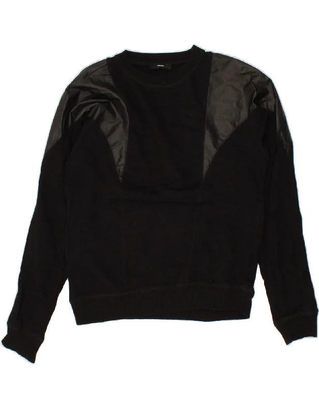 DIESEL Womens Sweatshirt Jumper UK 16 Large Black Cotton Eco-friendly sweaters