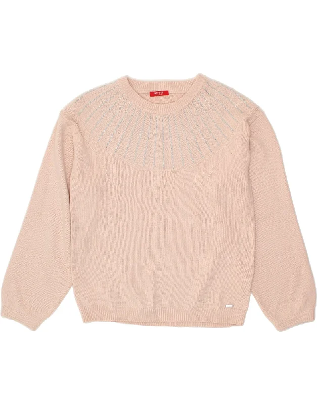 GUESS Womens Crew Neck Jumper Sweater UK 16 Large Pink Party sweaters