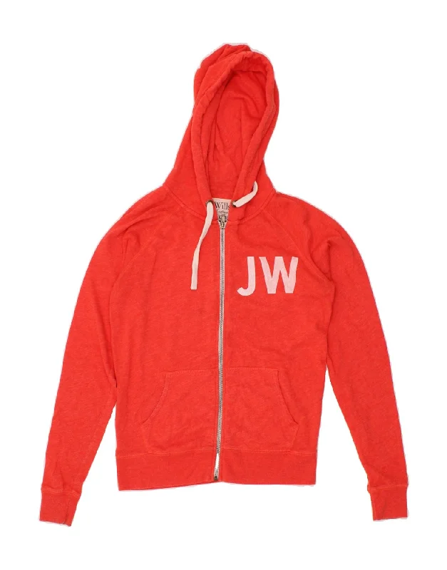 JACK WILLS Womens Graphic Zip Hoodie Sweater UK 8 Small Red Cotton Kids' sweaters