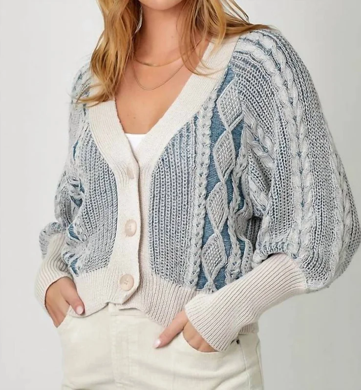 Mixed Cardigan In Blue Women's sweaters