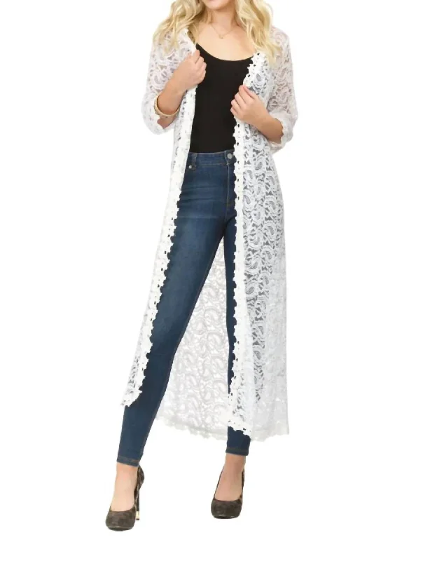 Stella Lace Duster In Cream Cozy knit sweaters for winter