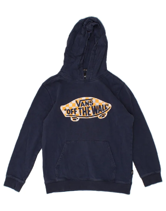 VANS Womens Graphic Hoodie Jumper UK 14 Large Navy Blue Cotton Must-have sweaters for this season