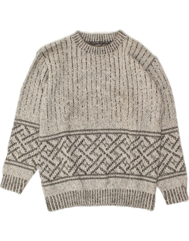 VINTAGE Womens Boat Neck Jumper Sweater UK 14 Medium Grey Fair Isle Budget-friendly sweaters VINTAGE Womens Boat Neck Jumper Sweater UK 14 Medium Grey Fair Isle Budget-friendly sweaters