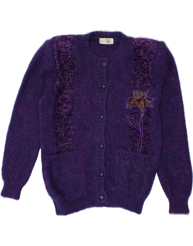 VINTAGE Womens Cardigan Sweater IT 42 Medium Purple Floral Mohair Christmas sweaters VINTAGE Womens Cardigan Sweater IT 42 Medium Purple Floral Mohair Christmas sweaters