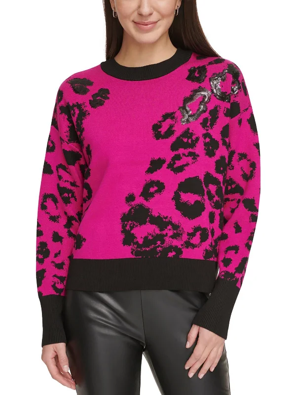 Womens Sequined Printed Pullover Sweater V-neck sweaters