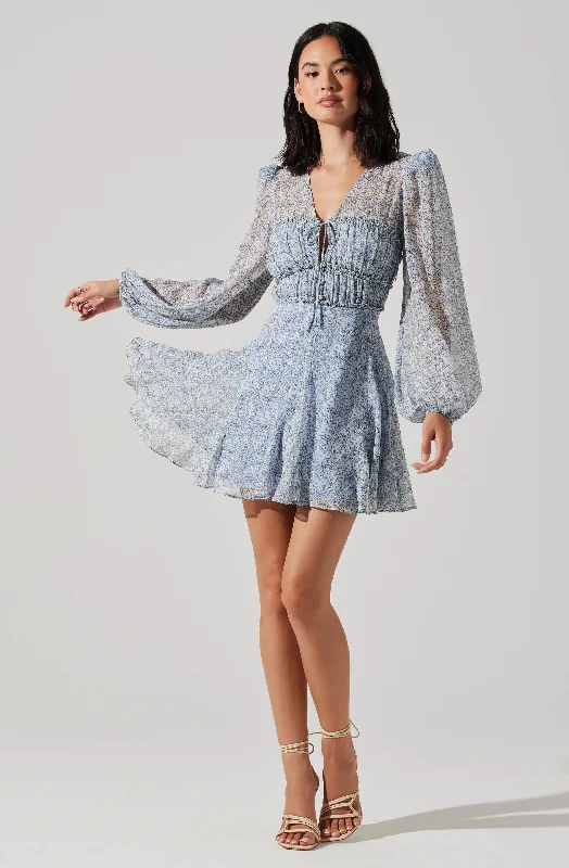 Dianthus Floral Puff Sleeve Mini Dress Ruffled mini dresses