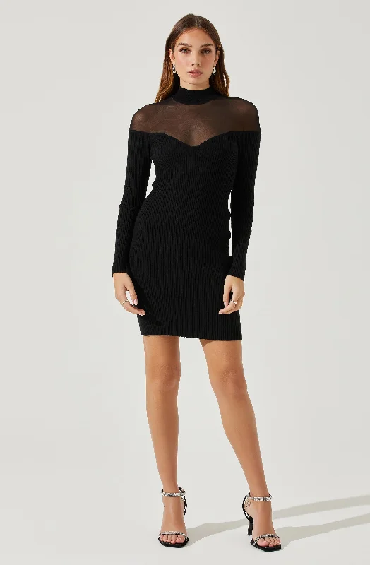 Larna Contrast Mesh Mini Sweater Dress Glamorous mini dresses