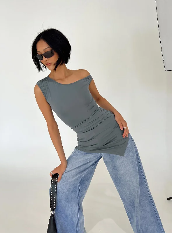 Ragan One Shoulder Mini Dress Grey Sexy little black mini dresses