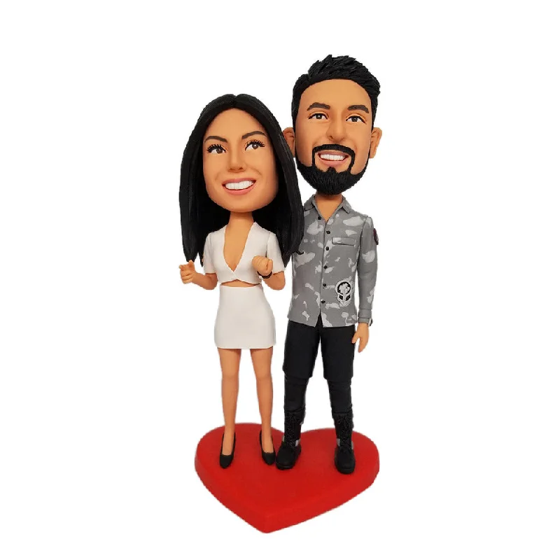 Anniversary Gift Modern Couple In Formal Wear Custom Bobblehead With Engraved Text A-line Bridal Dress Anniversary Gift Modern Couple In Formal Wear Custom Bobblehead With Engraved Text A-line Bridal Dress